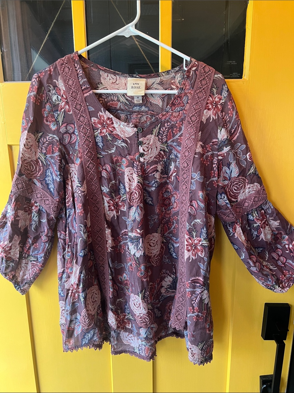 Embroidered Floral Peasant Top -